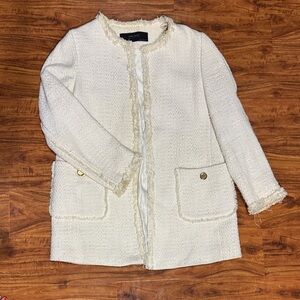 Elegant Cream Zara Tweed Jacket